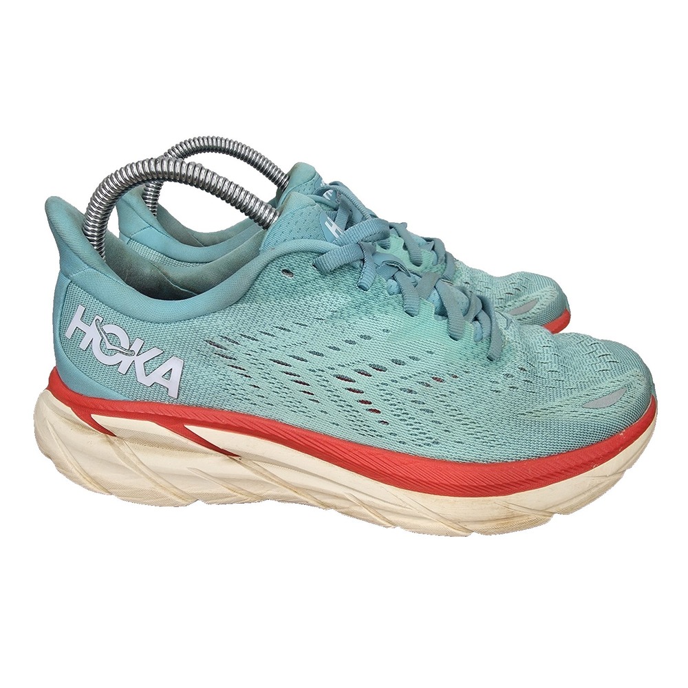 Hoka One One Clifton 8 Running Shoes Womens 7 B Blue‎ Sneakers Lightweight